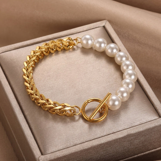 Pearl + Chain Armband